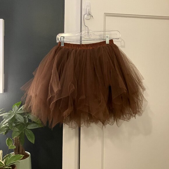 🏁 Cosplay Layered Chocolate Brown Tulle Tutu Skirt, Women's Small-Medium - Picture 2 of 10
